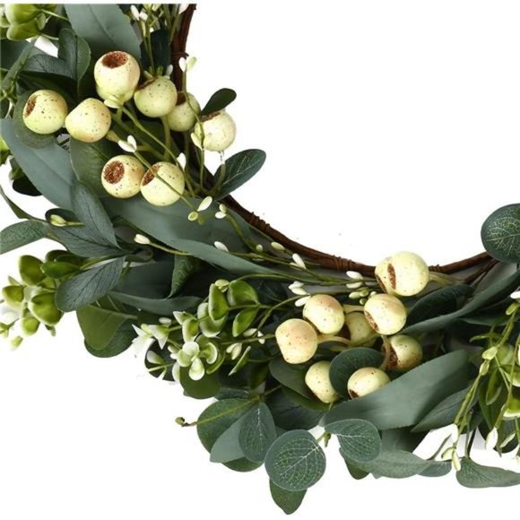 Green Eucalyptus Wreath,Artificial Eucalyptus Leaves Wreath with Big Berries - Picture 3 of 7